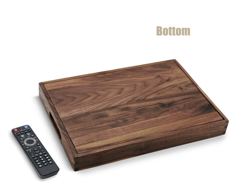 MAGIGO 17 x 12 Inches Rectangle Walnut Wood Ottoman Tray with Handles, Serve Tea, Coffee, Classic Wooden Decorative Serving Tray - Image 5